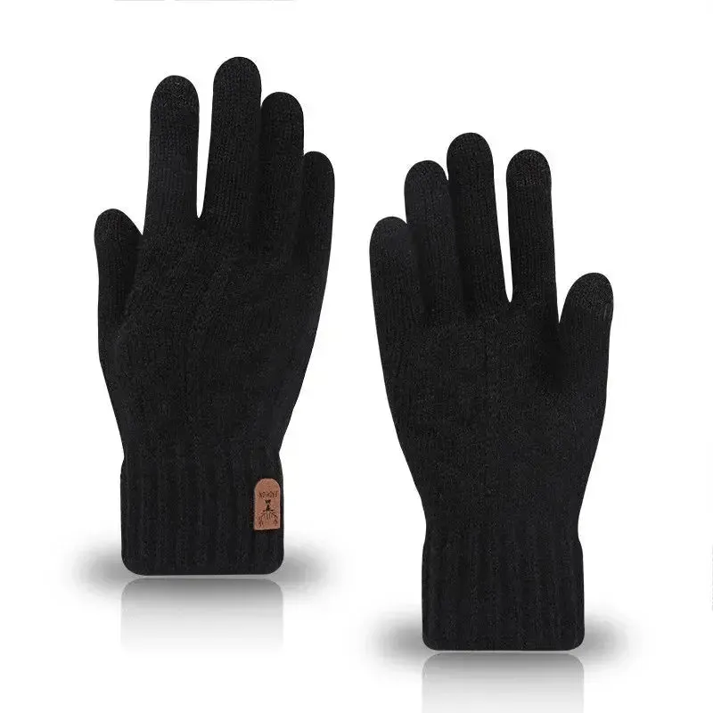 2023 new men's warm gloves winter touch screen plus fleece gloves cold warm wool knitted gloves winter gloves men