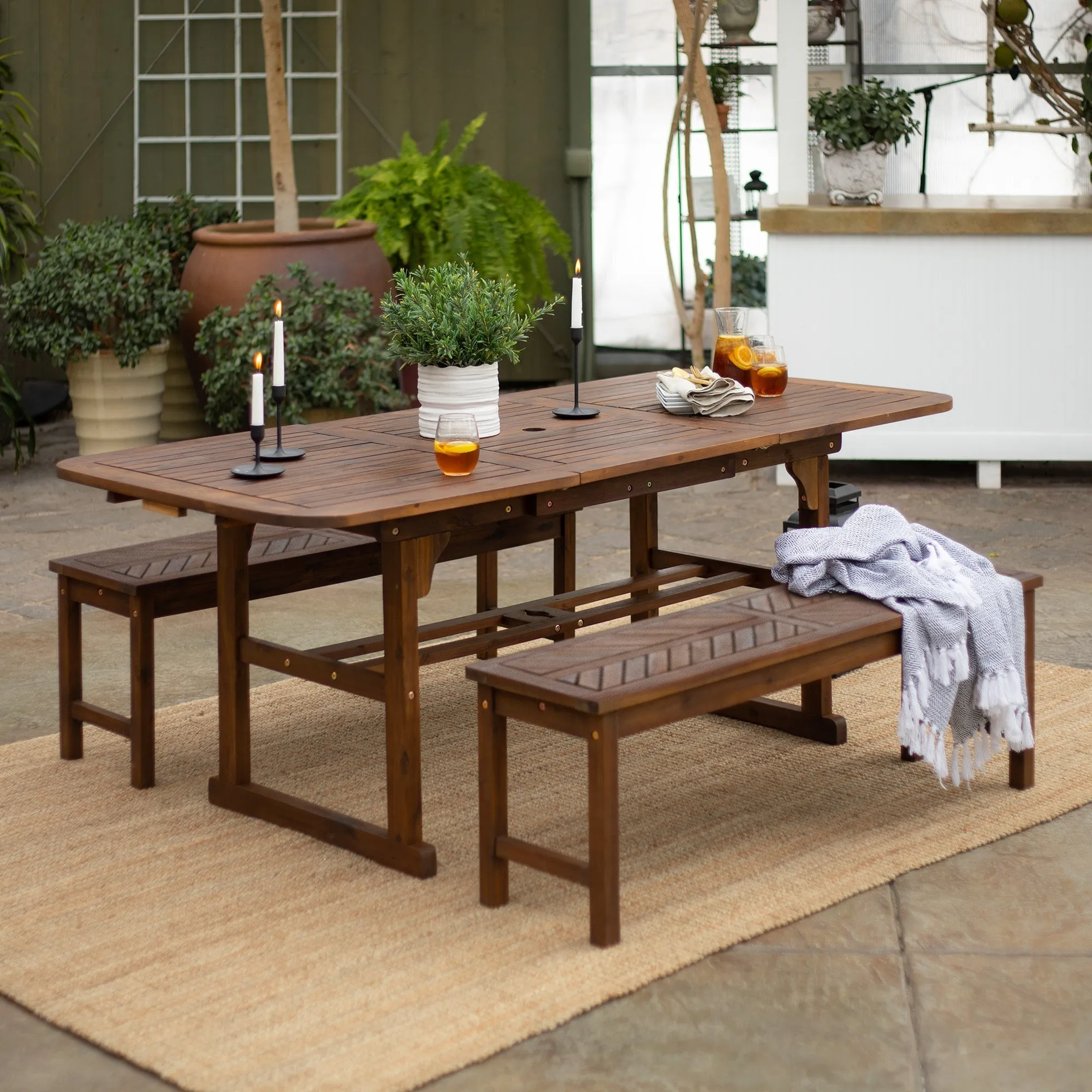 3-Piece Extendable Outdoor Patio Dining Set