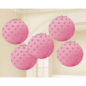 5 Pack New Pink Mini Paper Lanterns - 12.7cm