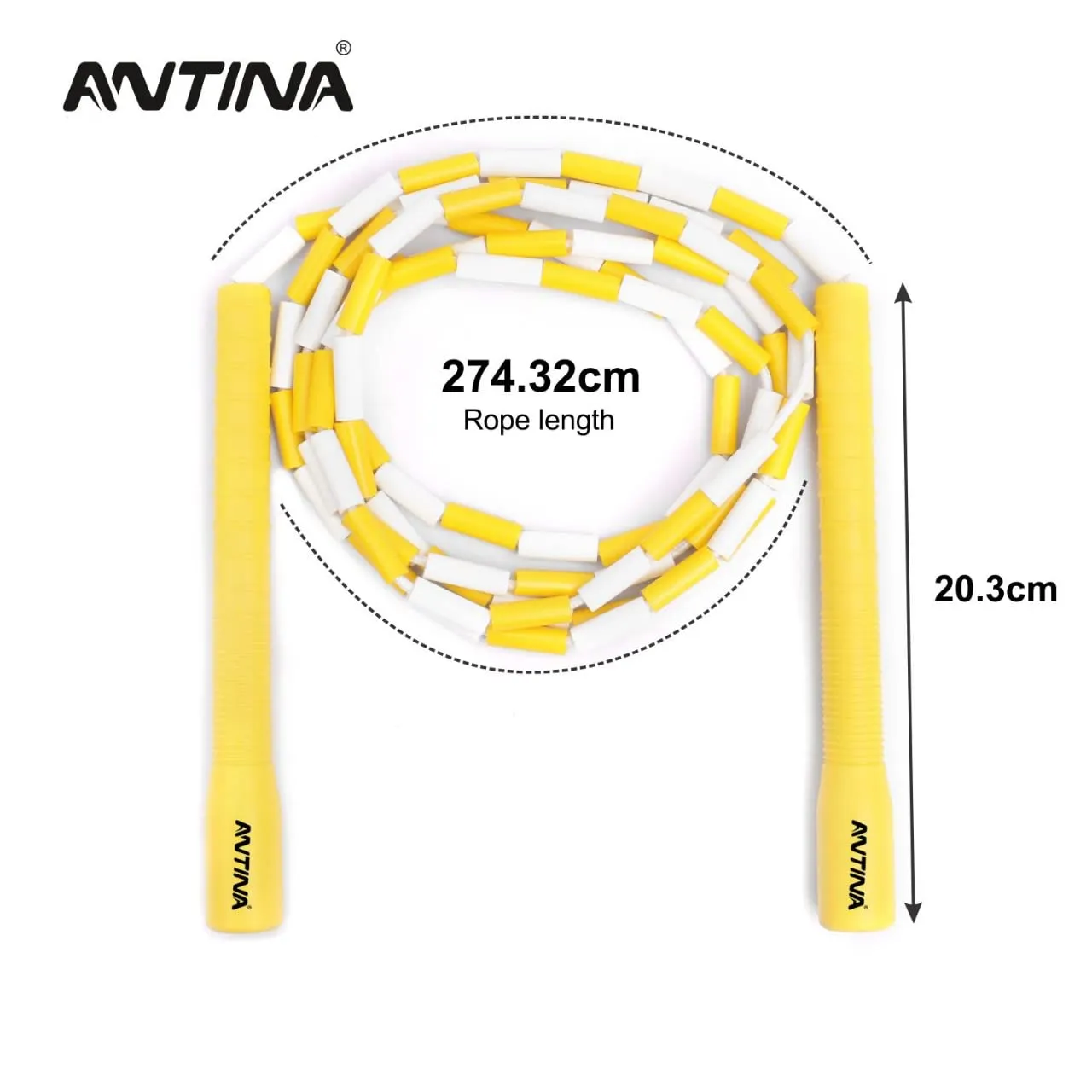 Antina Freestyle Beaded Long Handle Jump Rope 10ft, 1 Inch Beaded Skipping Rope for Tricks(Black&white)