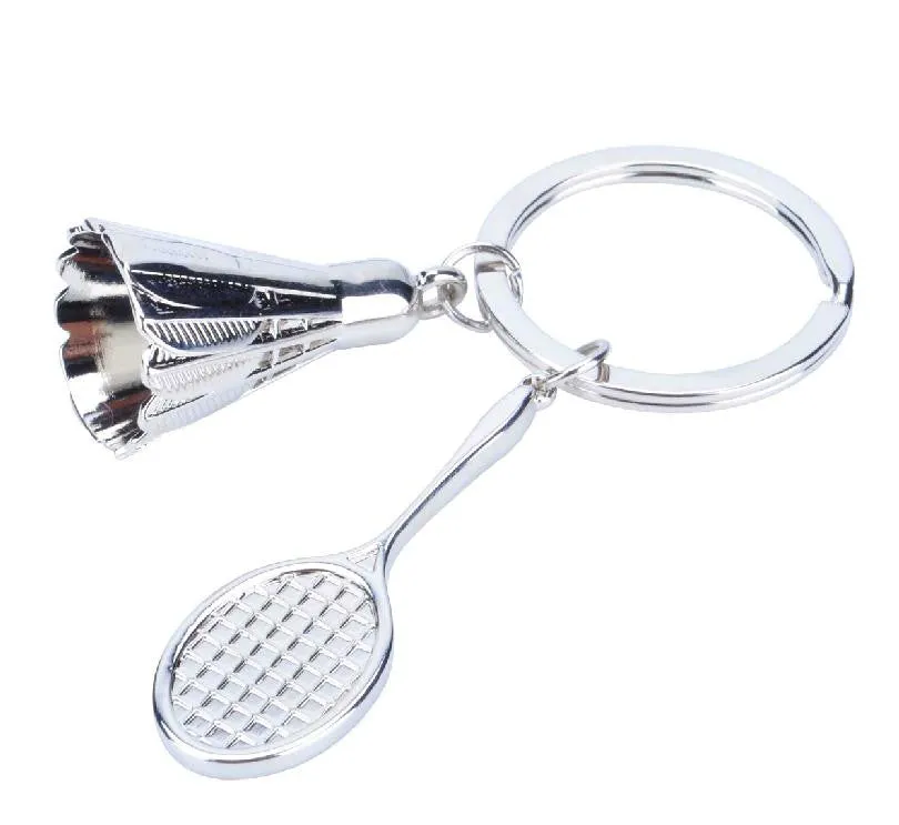 Badminton key chain shuttlecock & badminton racket keychain key ring