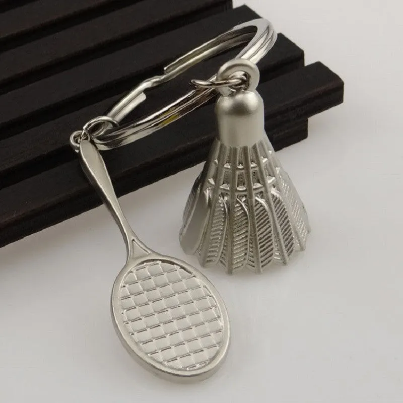 Badminton key chain shuttlecock & badminton racket keychain key ring