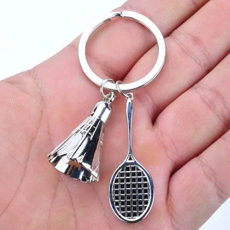 Badminton key chain shuttlecock & badminton racket keychain key ring