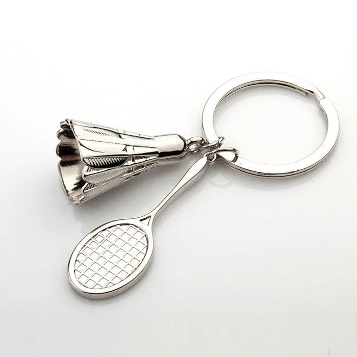 Badminton key chain shuttlecock & badminton racket keychain key ring