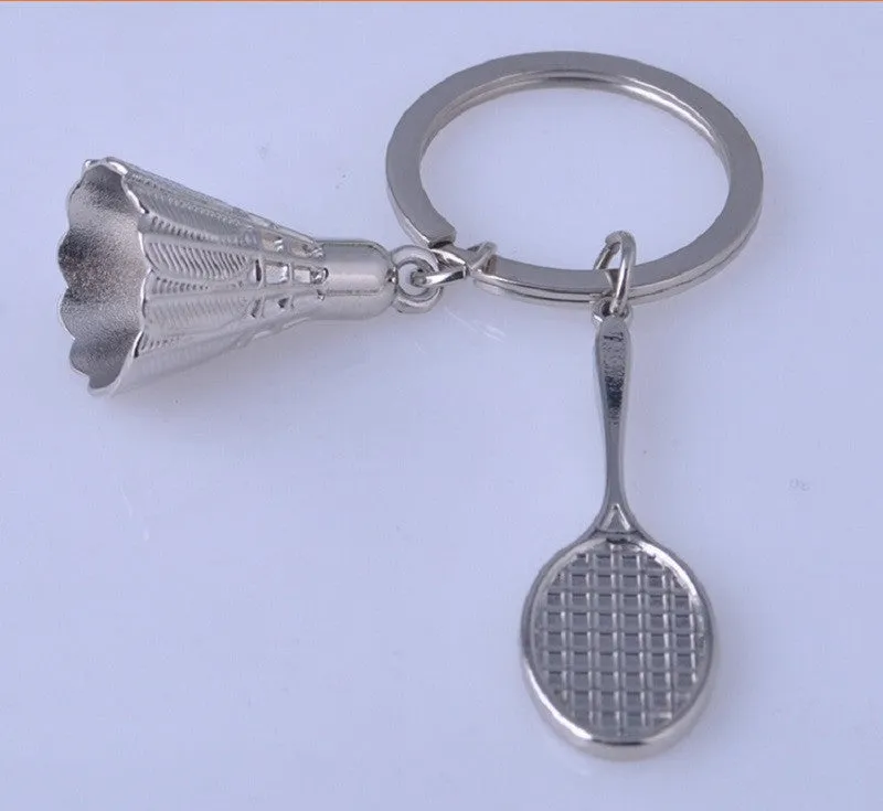 Badminton key chain shuttlecock & badminton racket keychain key ring