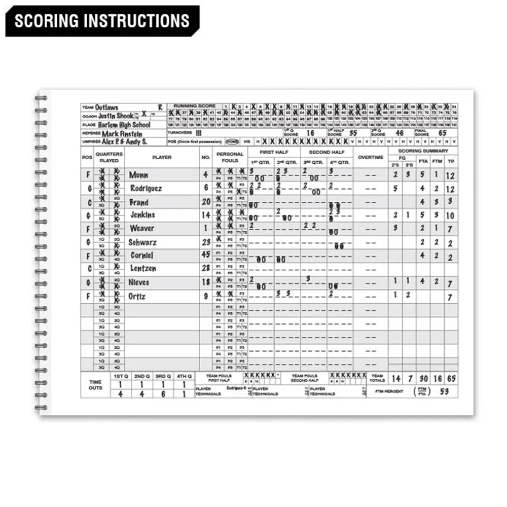 Basketball Score Book