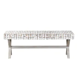 Bayside Coconut Shell Bench with X-Base (K/D) - White Patina by Jeffan