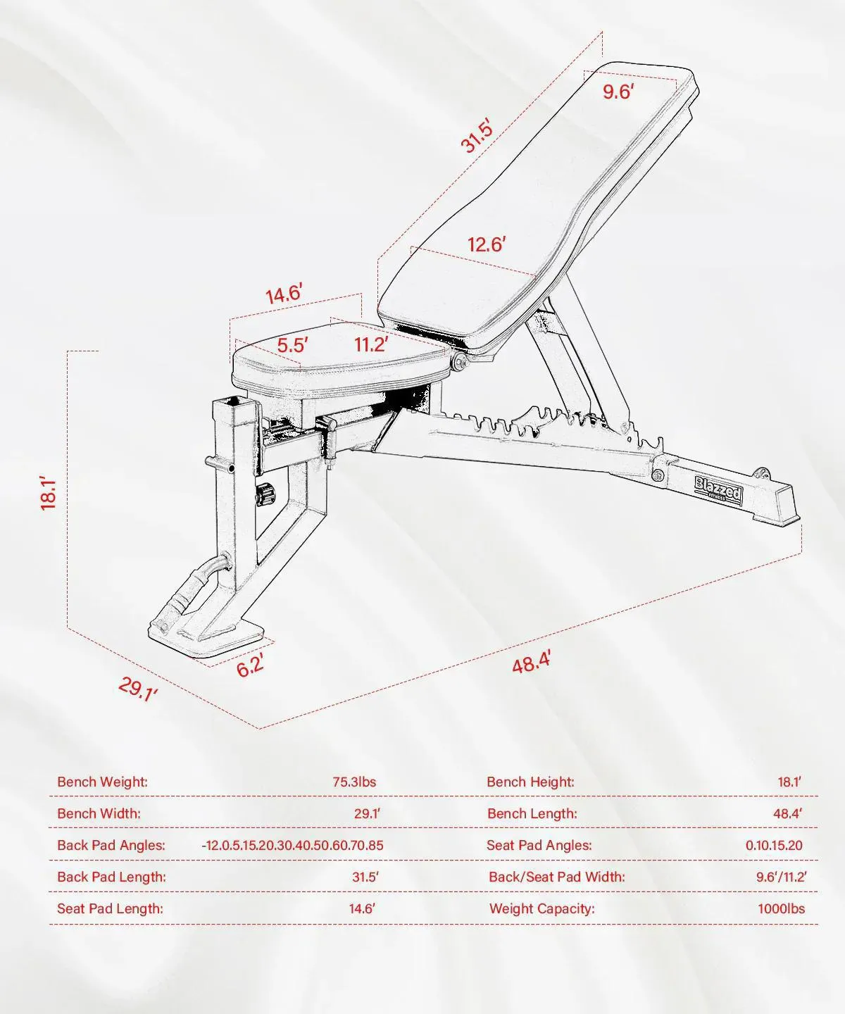 Blazzed Adjustable Weight  Bench