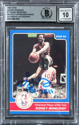 Bucks Sidney Moncrief Signed 1984 Star Award Banquet #7 Card Auto 10! BAS Slab