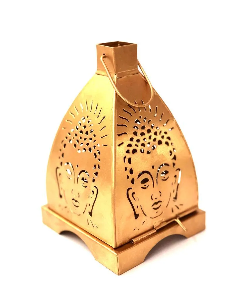 Buddha Shadow Tea Light Hanging Metal Lantern Tamrapatra