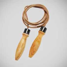 Bytomic Wooden Handle Leather Skipping Rope