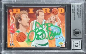 Celtics Larry Bird Signed 1992 Upper Deck Heroes #27 Card Auto 10! BAS Slabbed