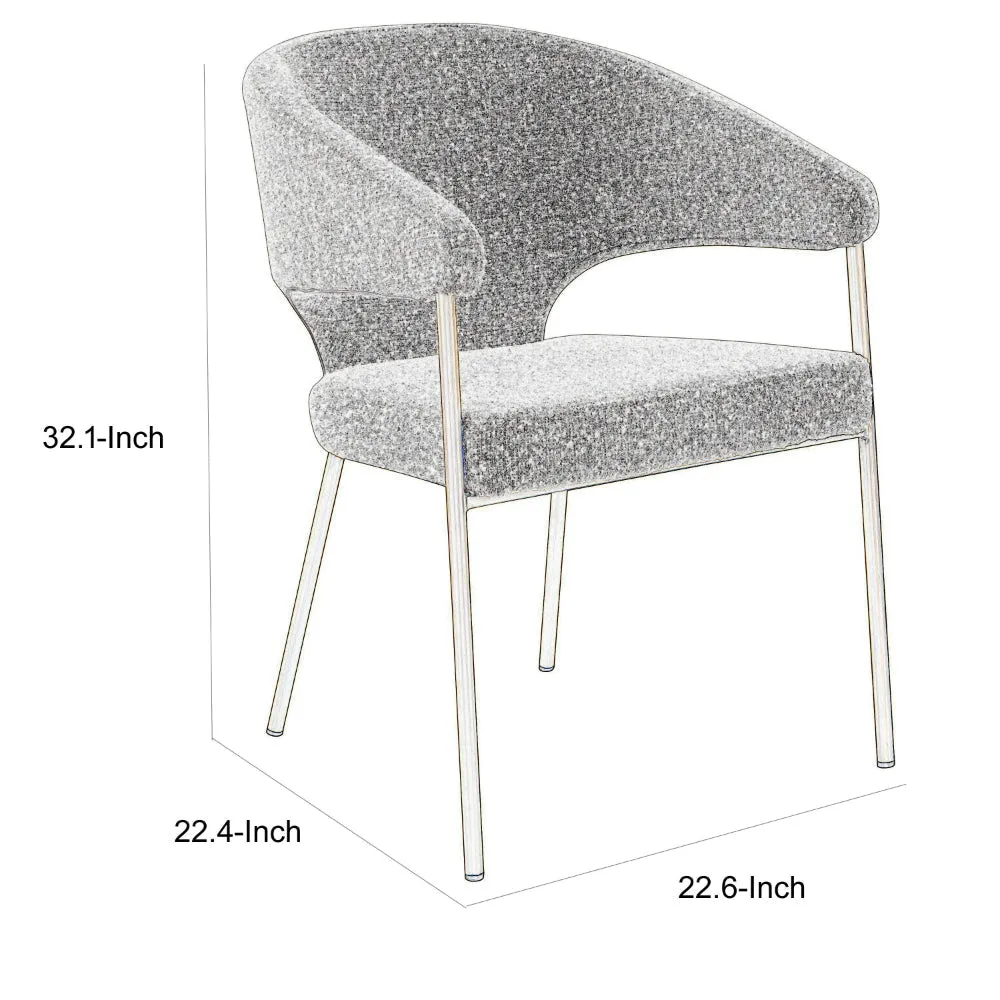 Cid Kasa 23 Inch Dining Chair, Light Gray Polyester, Brass Stainless Steel By Casagear Home