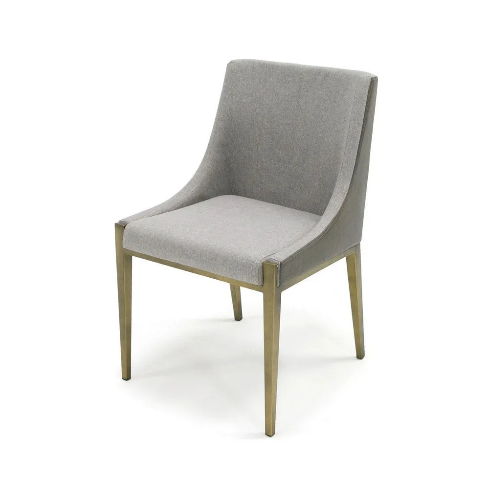 Cid Shyla 21 Inch Dining Chair, Gray Vegan Leather, Brass By Casagear Home