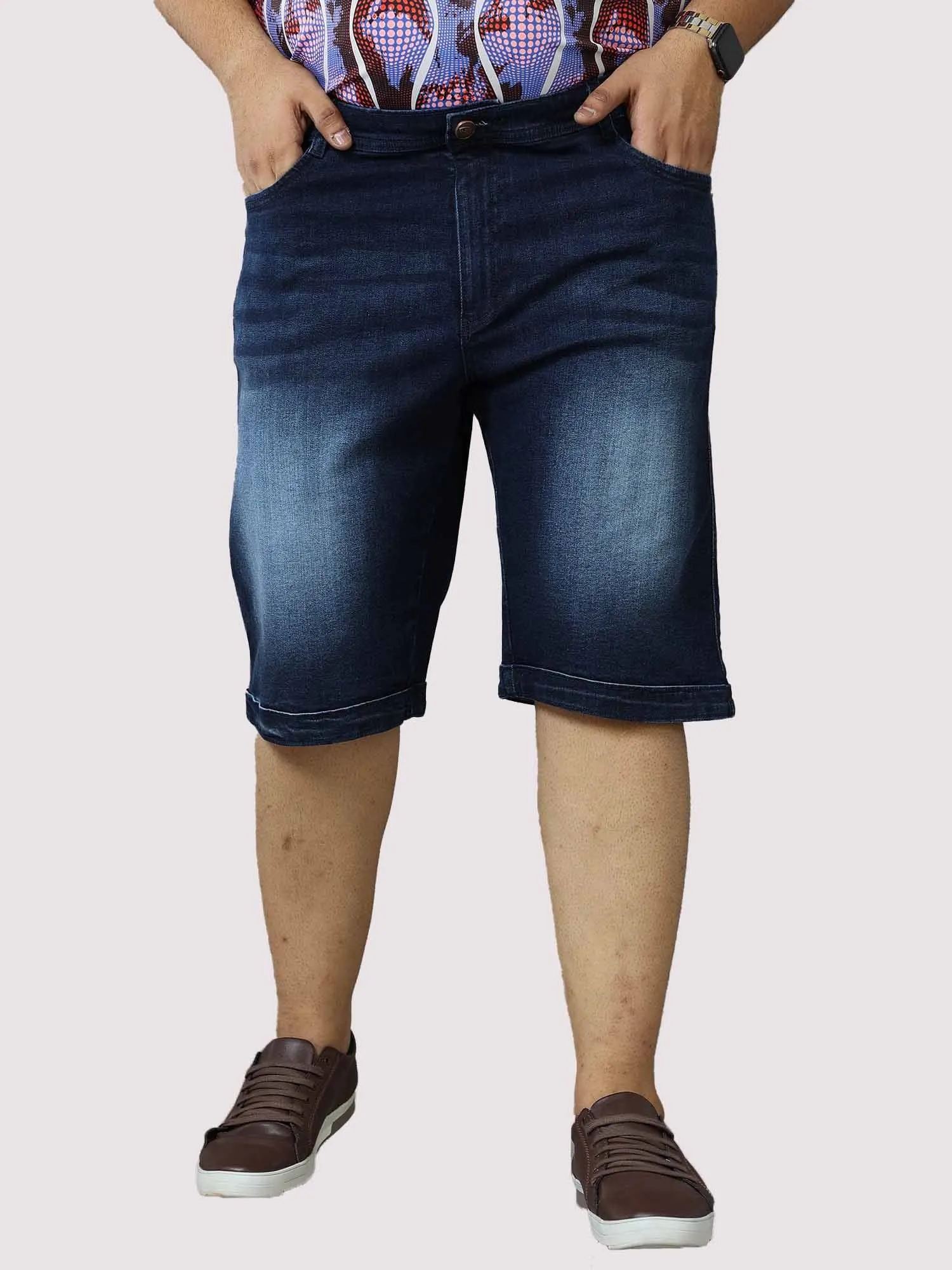 Dark Sapphire Denim Shorts Men's Plus Size