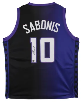 Domantas Sabonis Signed Purple & Black Two Tone Pro Style Jersey BAS Witnessed