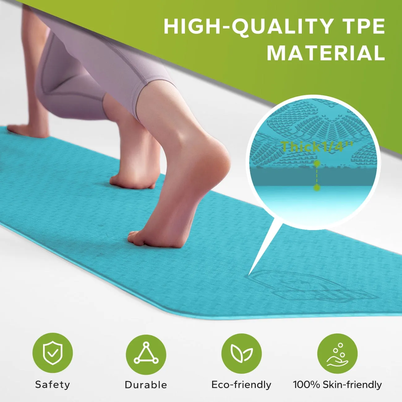 Extra Large Non-Slip Yoga Mat (6' x 4' x 0.25") - Thick & Durable Exercise Mat for Yoga