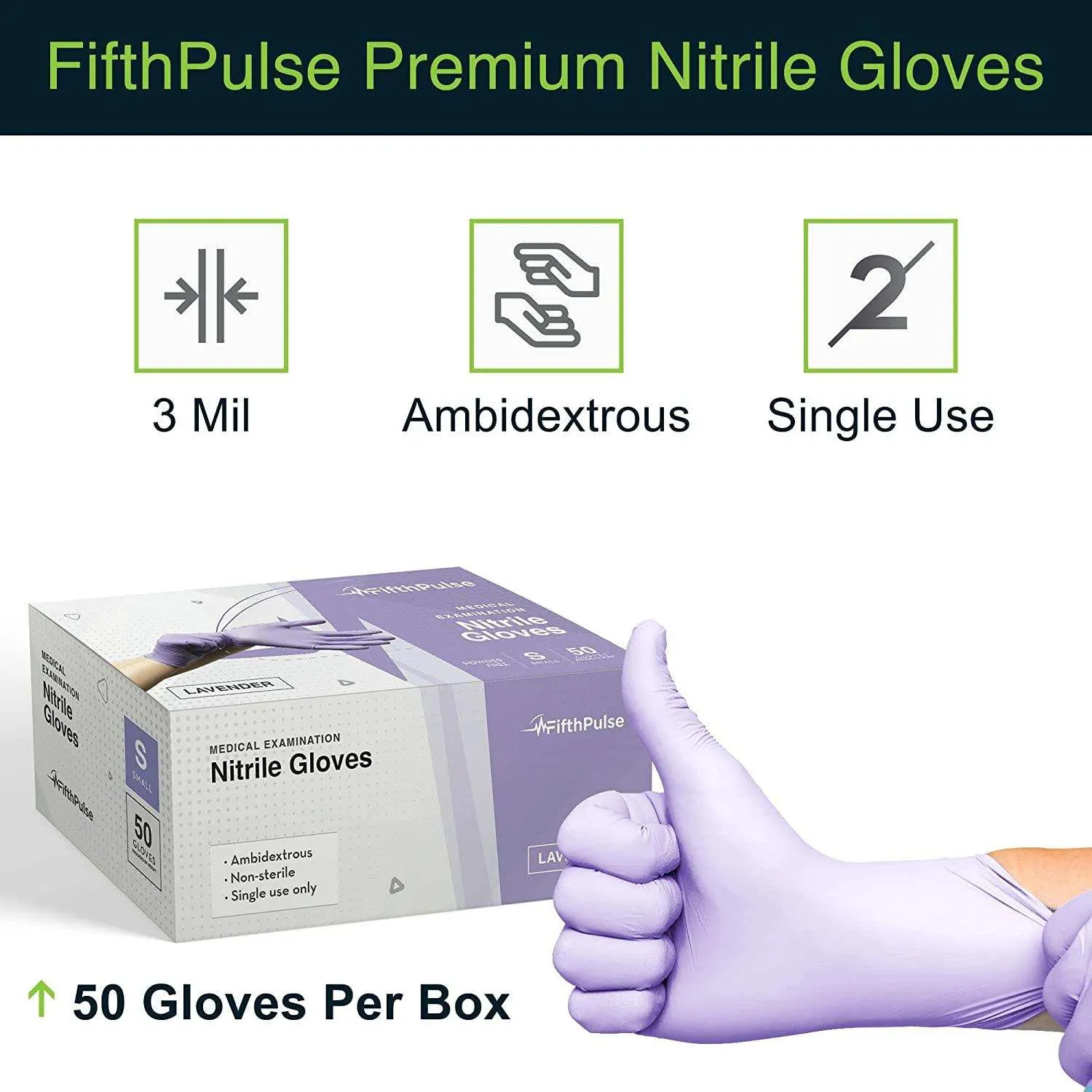 FifthPulse Lilac Nitrile Exam Gloves