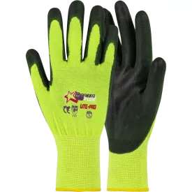 Flex Hi-Viz lime Lite-Pro PU nylon gloves Abrasion-Lv3