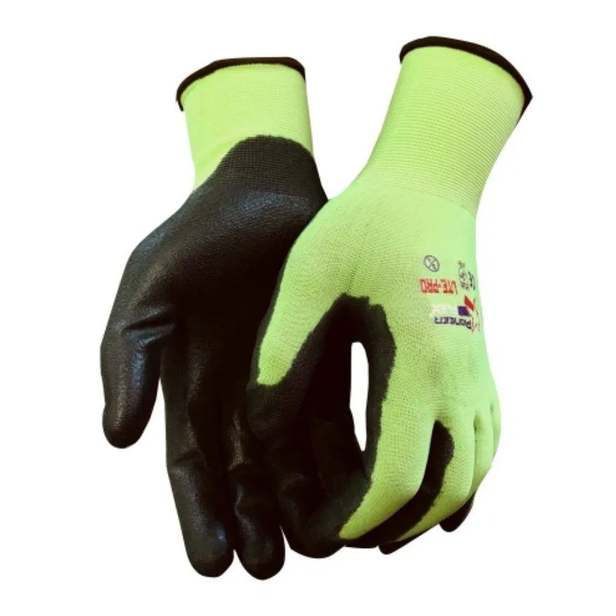 Flex Hi-Viz lime Lite-Pro PU nylon gloves Abrasion-Lv3