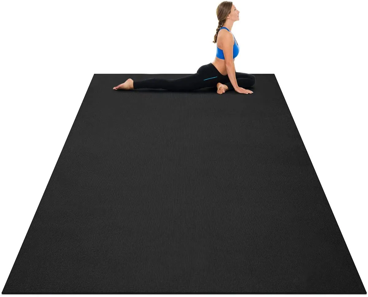 Goplus Large Yoga Mat, 7' x 5' x 8mm and 6' x 4' x 8mm with Straps, Eco Friendly Extra Thick Non Slip Barefoot Fitness Exercise Mat for Home Gym Floor Cardio Workout