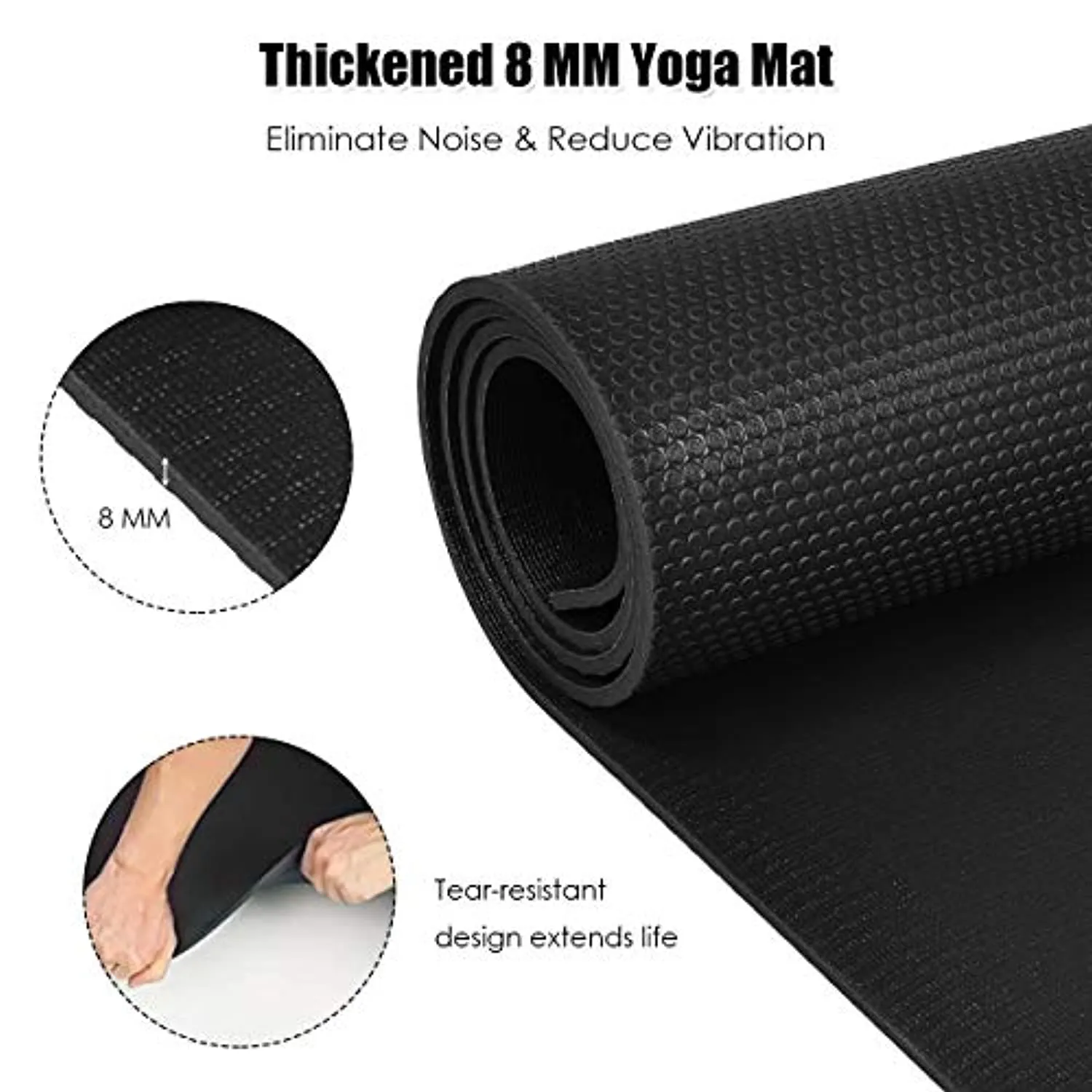 Goplus Large Yoga Mat, 7' x 5' x 8mm and 6' x 4' x 8mm with Straps, Eco Friendly Extra Thick Non Slip Barefoot Fitness Exercise Mat for Home Gym Floor Cardio Workout