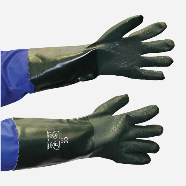 GRANGE PVC PEBBLE-PALM TEXTURED GLOVE - DARK GREEN 38CM