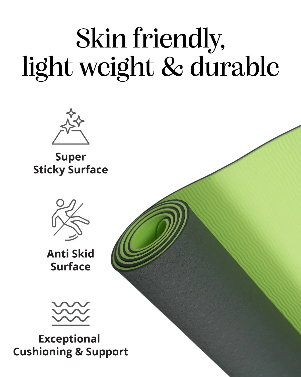 Grhamoy TruAlign Black Rubber Yoga Mat | 6 mm Thick