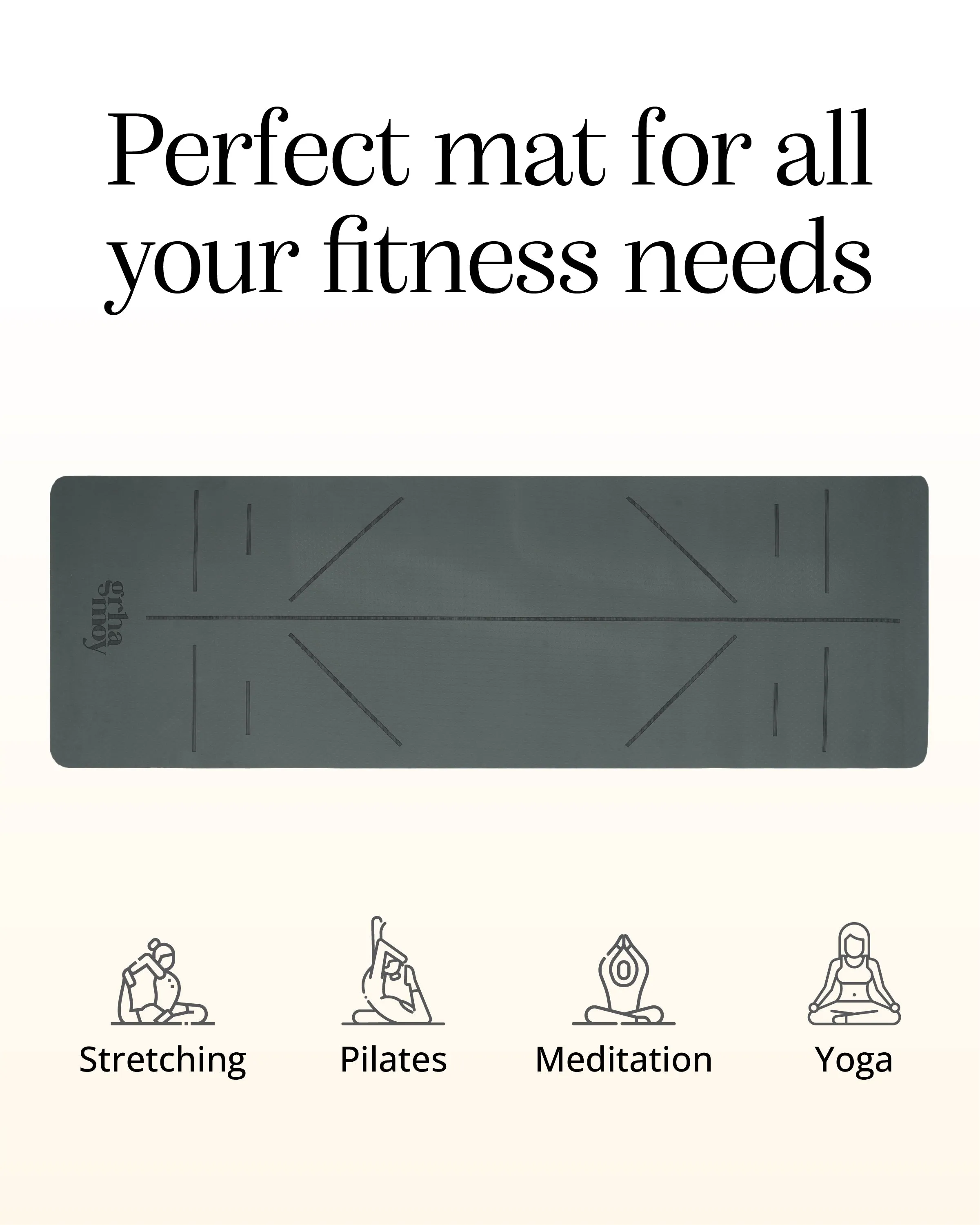 Grhamoy TruAlign Black Rubber Yoga Mat | 6 mm Thick