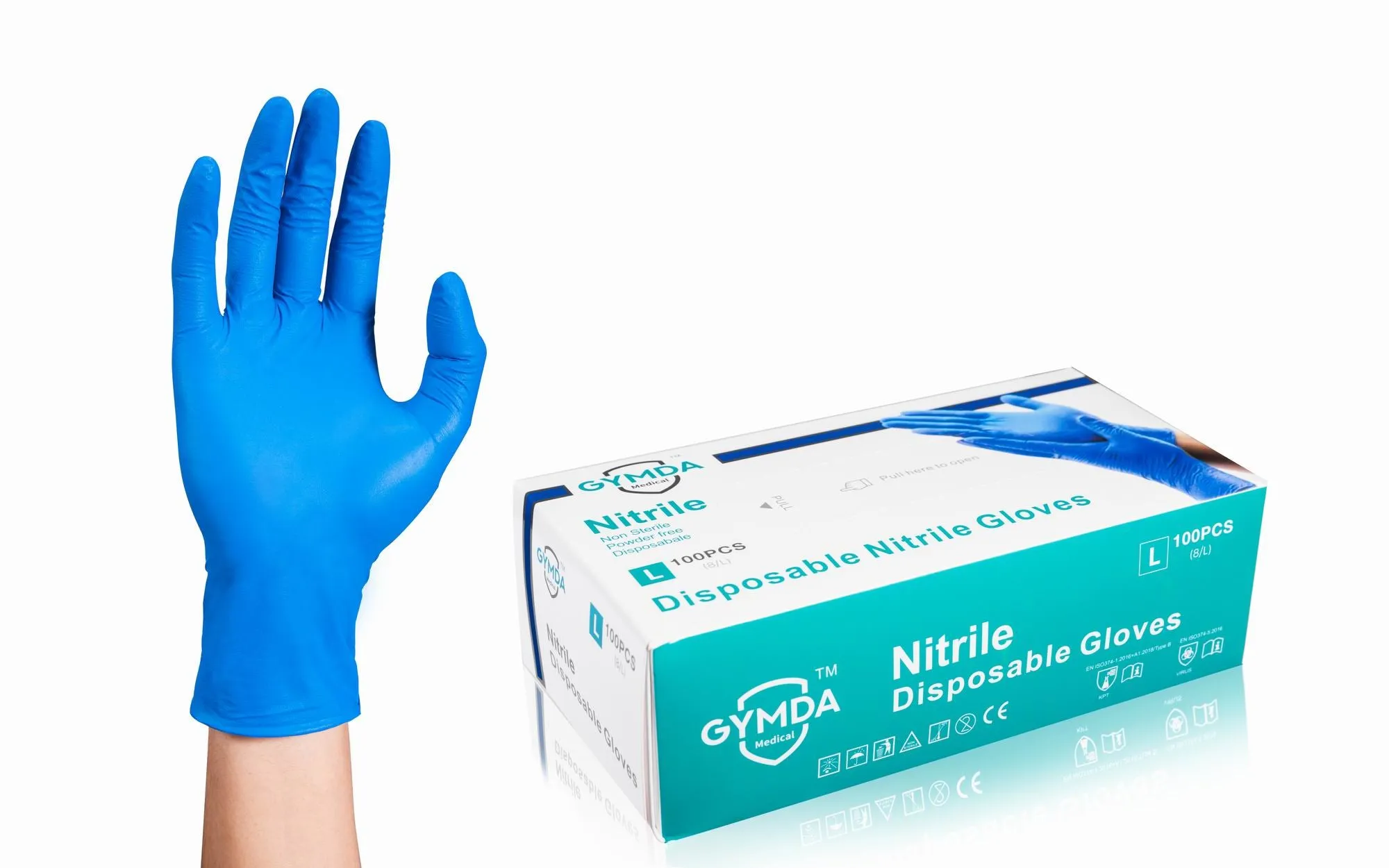 GYMDA Disposable Nitrile Gloves Powder-Free Latex-Free Exam/Medical S/M/L BLUE 3mil