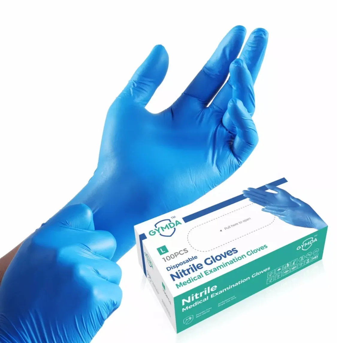 GYMDA Disposable Nitrile Gloves Powder-Free Latex-Free Exam/Medical S/M/L BLUE 3mil