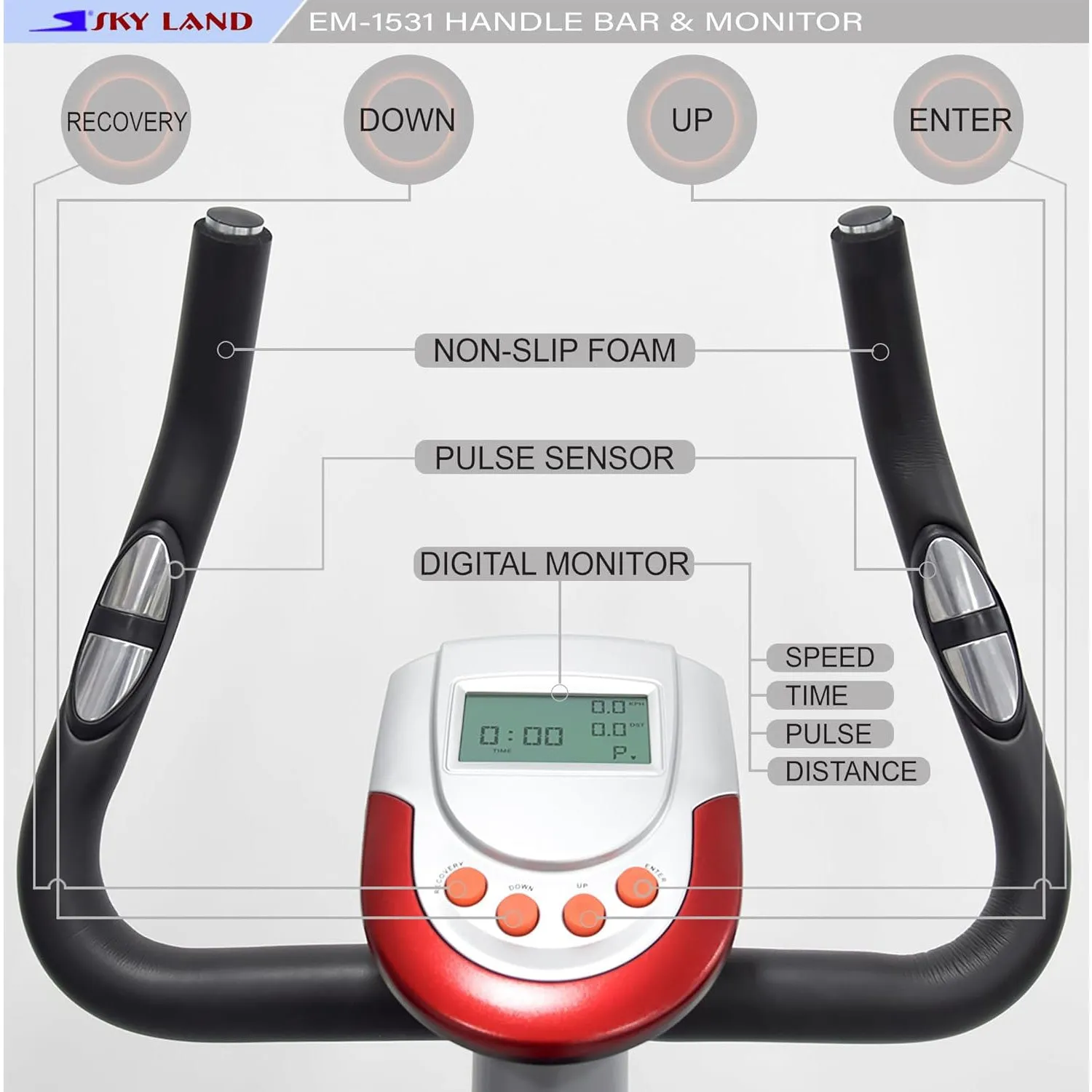 Indoor Cycling Magnetic Bike EM-1531 Upright Exercise Bike with Digital Monitor and Adjustable Seat