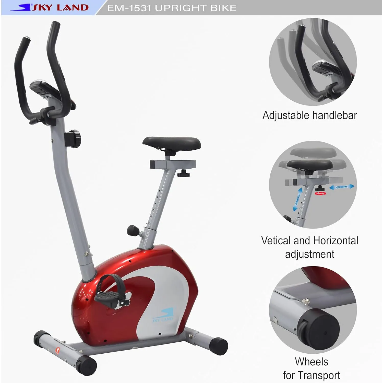 Indoor Cycling Magnetic Bike EM-1531 Upright Exercise Bike with Digital Monitor and Adjustable Seat