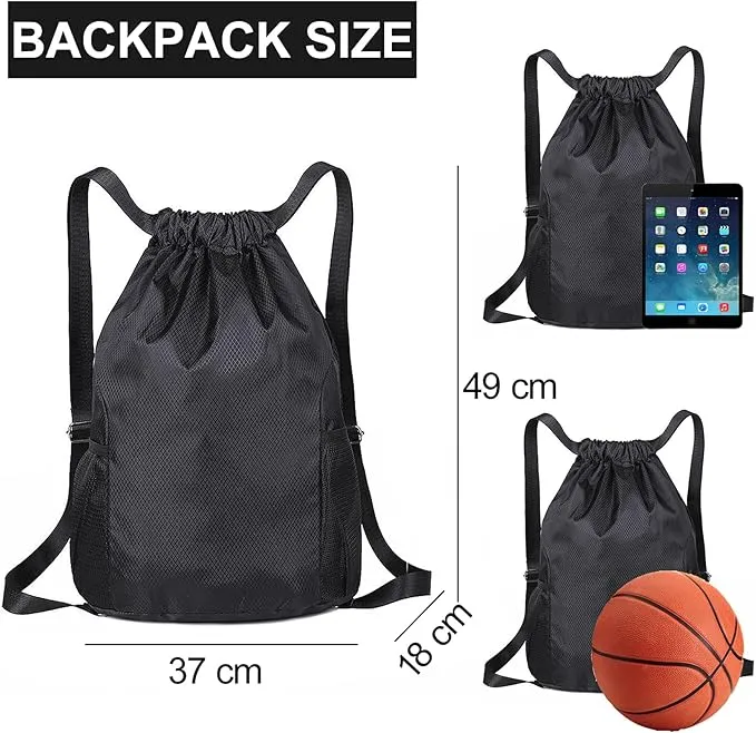 KANGSIT Drawstring Bag, Swim PE Bags Drawstring Gym Bag for Kids Adults, Waterproof Swimming Sports Bag for School Sports Swimming Gym Travel Unisex Gym Bag