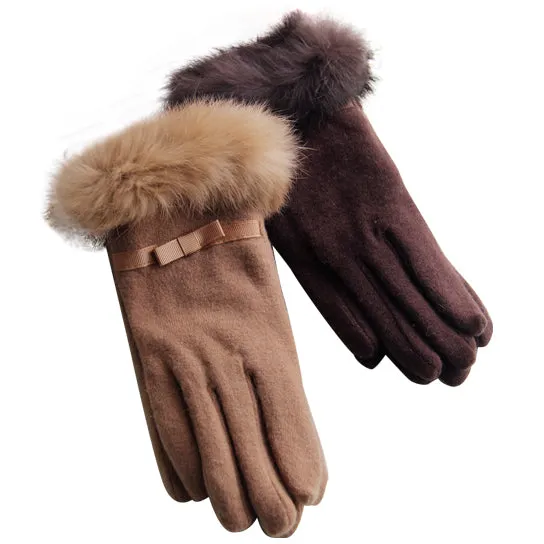 Kitten Mittens Faux Fur Lining Touch Smart Gloves