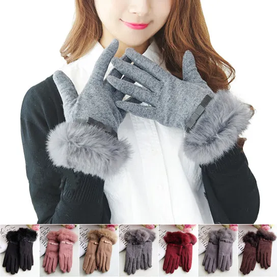 Kitten Mittens Faux Fur Lining Touch Smart Gloves