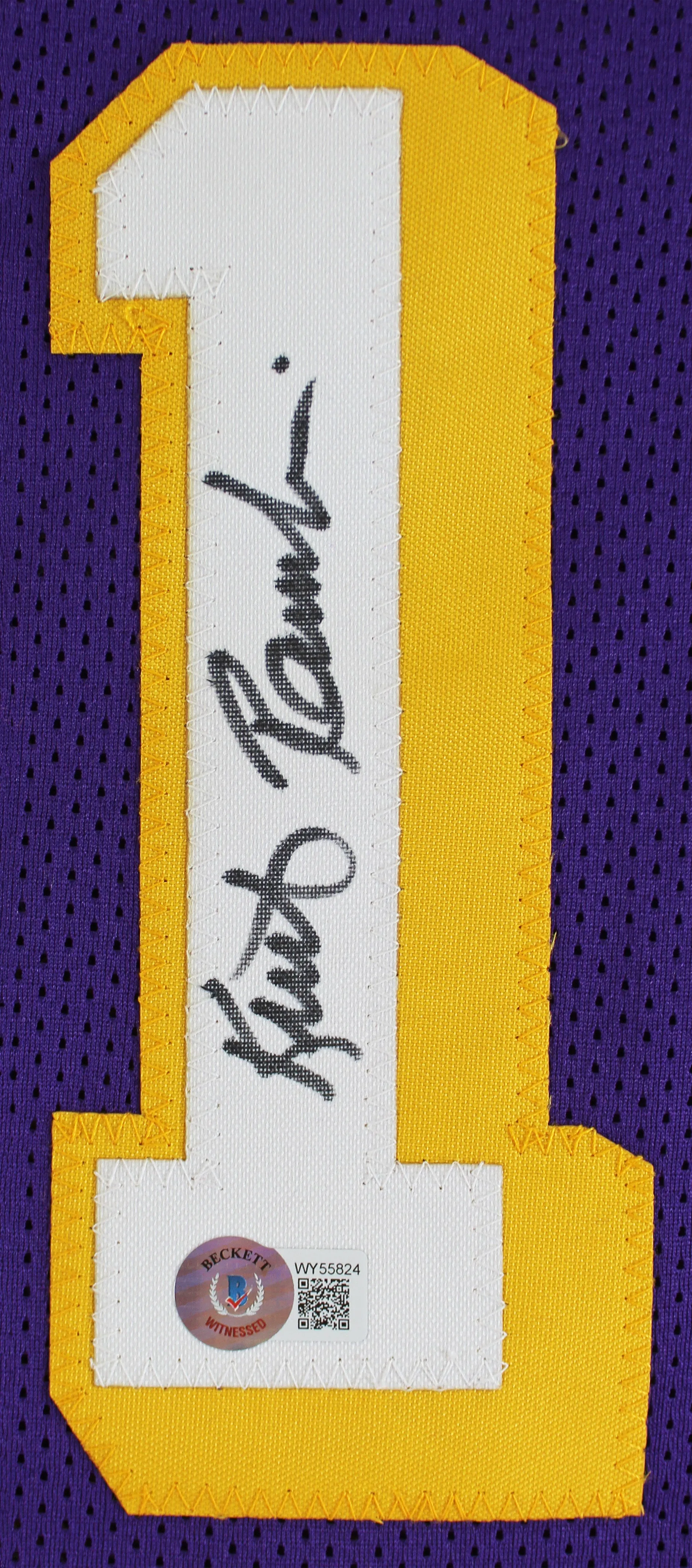 Kurt Rambis Authentic Signed Purple Pro Style Jersey Autographed BAS Witnessed