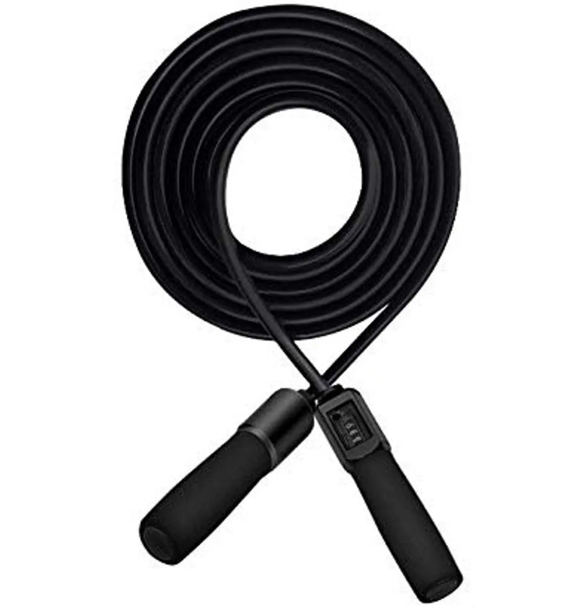 LAFILLETTE Plastic New Jump Ropes With Counter Sports Fitness Adjustable Counting Jump Skip Rope (Black), Spongy