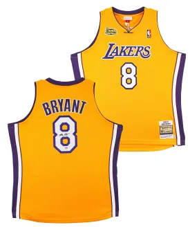 Lakers Kobe Bryant Signed Yellow M&N 2000-01 HWC Authentic Jersey PSA #B11732