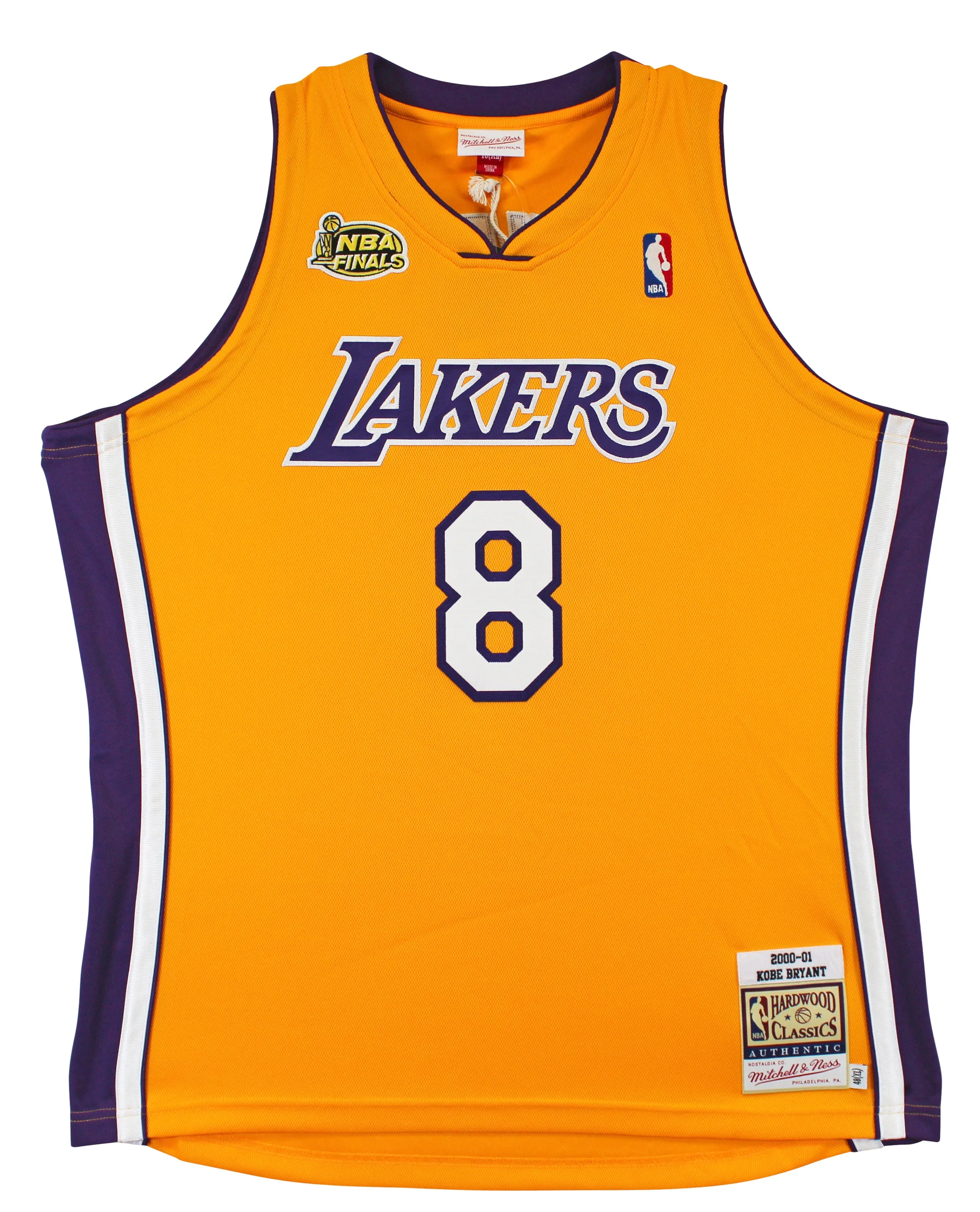 Lakers Kobe Bryant Signed Yellow M&N 2000-01 HWC Authentic Jersey PSA #B11732