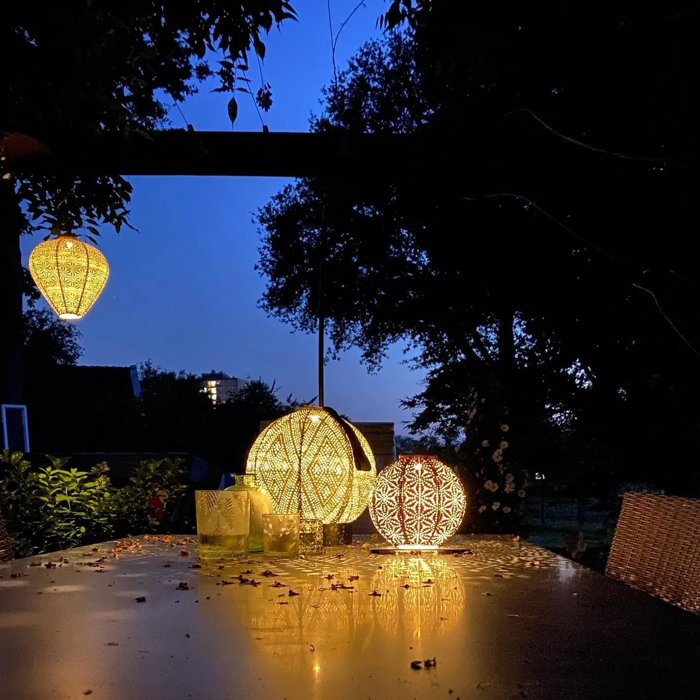 Lantern Round 20cm - Copper Sashiko