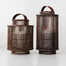 LE PORTIV RATTAN LANTERN BUNDLE X2  |  LARGE   X LARGE  |  ANTIQUE BROWN RATTAN