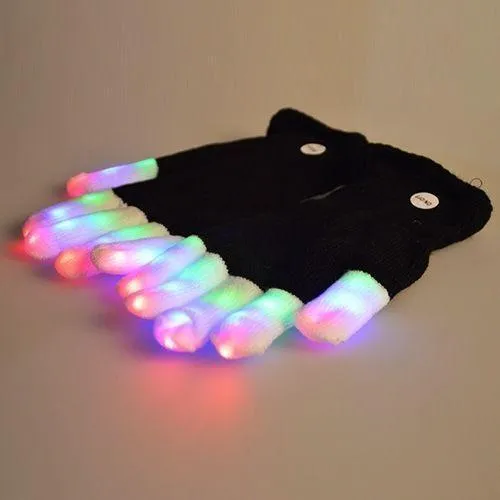 LED Gloves Finger Lights 3 Colors 6 Modes Flashing Rave Gloves