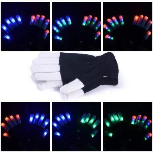 LED Gloves Finger Lights 3 Colors 6 Modes Flashing Rave Gloves