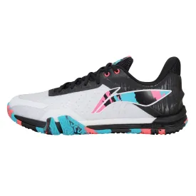 Li-Ning Saga SE Professional Badminton Shoes, Standard White/Black/Neon Fushia