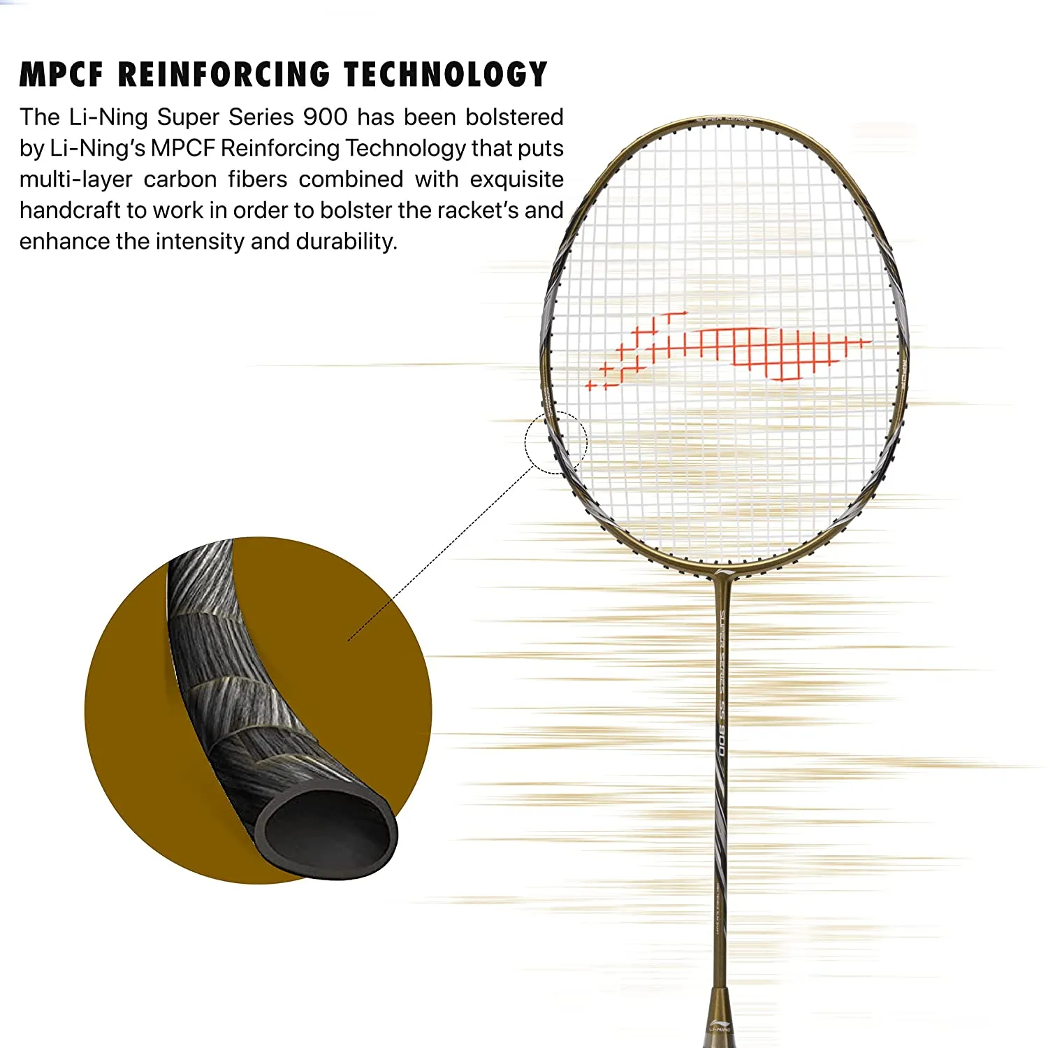 Li-Ning Super Series SS900 Strung Badminton Racquet - Olive Gold/Grey