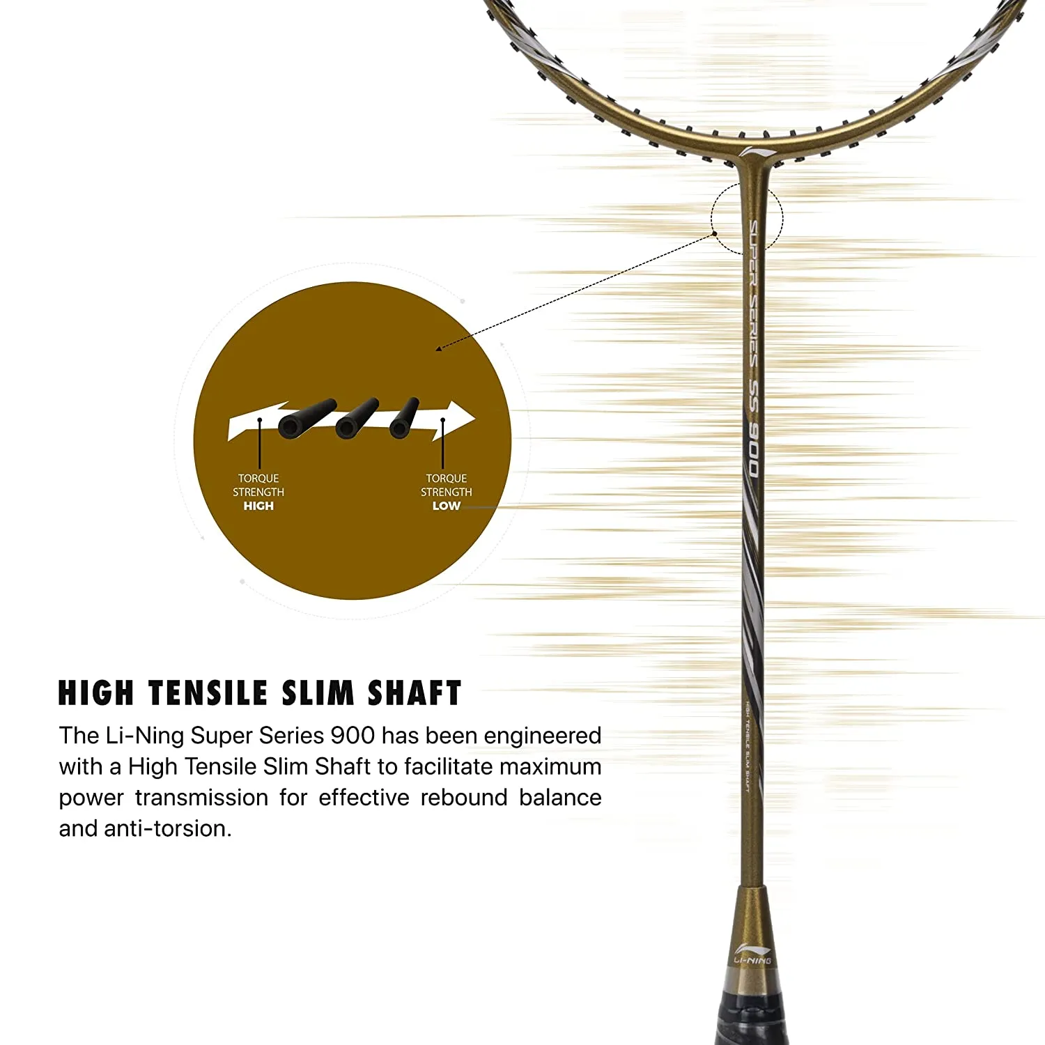 Li-Ning Super Series SS900 Strung Badminton Racquet - Olive Gold/Grey