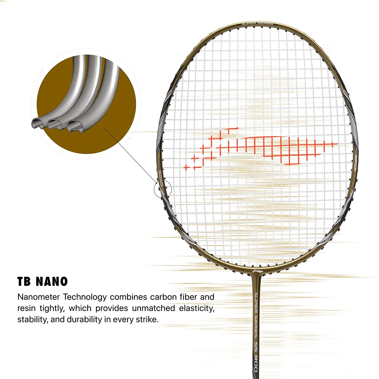 Li-Ning Super Series SS900 Strung Badminton Racquet - Olive Gold/Grey