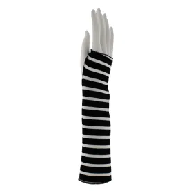 Long Fingerless Gloves with Stripes