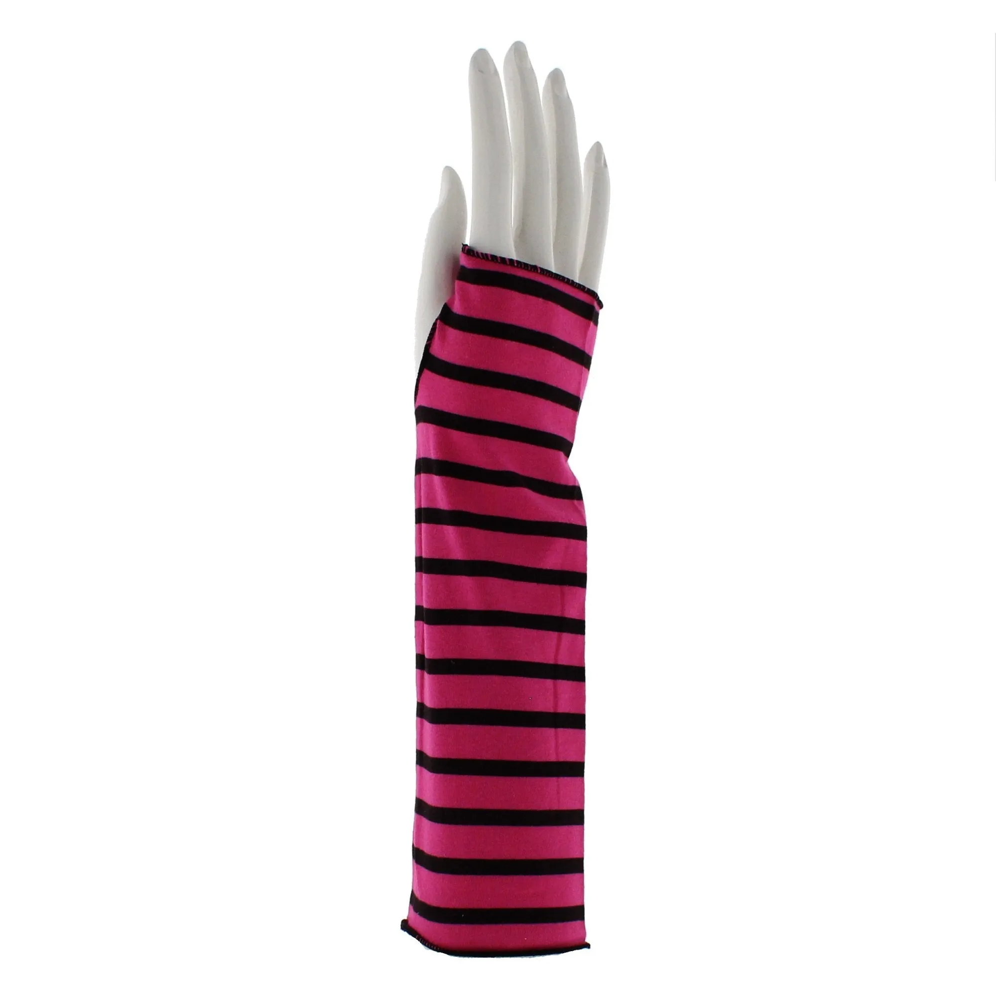 Long Fingerless Gloves with Stripes